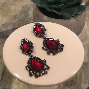 Torrid Red and Dark Grey Dangle Earrings